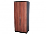 GFW Wyoming 2 Door Walnut Gloss And Black Wardrobe Thumbnail
