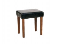 Core Milano Black Faux Leather Stool With Dark Wood Legs Thumbnail