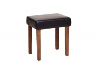 Core Milano Brown Faux Leather Stool With Dark Wood Legs Thumbnail