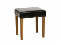 Core Milano Black Faux Leather Stool With Medium Wood Legs Thumbnail