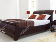 Kaydian Bamburgh 4ft6 Double Brown Leather Sleigh Bed Thumbnail