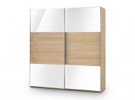 Julian Bowen Stockholm Oak and White Sliding 2 Door Wardrobe Thumbnail