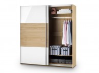 Julian Bowen Stockholm Oak and White Sliding 2 Door Wardrobe Thumbnail