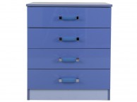 GFW Ottawa 2 Tones Gloss Blue 4 Drawer Chest of Drawers Thumbnail