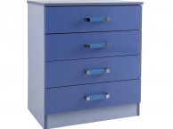 GFW Ottawa 2 Tones Gloss Blue 4 Drawer Chest of Drawers Thumbnail