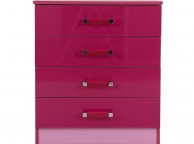 GFW Ottawa 2 Tones Gloss Pink 4 Drawer Chest of Drawers Thumbnail