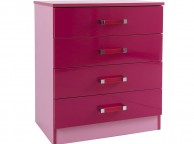 GFW Ottawa 2 Tones Gloss Pink 4 Drawer Chest of Drawers Thumbnail