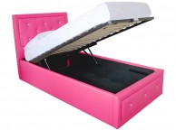 GFW Hollywood 3ft Single Hot Pink Faux Leather Ottoman Lift Bed Frame Thumbnail