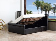 GFW Carolina 5ft King Size Brown Faux Leather Ottoman Lift Bed Frame Thumbnail