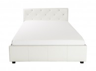 GFW Michigan Crystal 4ft6 Double White Faux Leather Ottoman Lift Bed Frame Thumbnail