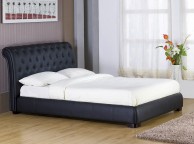 GFW Atlanta 4ft6 Double Black Faux Leather Bed Frame Thumbnail