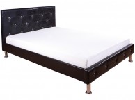 GFW Diamante 4ft6 Double Black Faux Leather Bed Frame Thumbnail