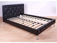 GFW Diamante 4ft6 Double Black Faux Leather Bed Frame Thumbnail