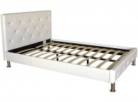 GFW Diamante 4ft6 Double White Faux Leather Bed Frame Thumbnail