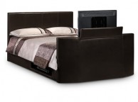 Julian Bowen Optika 5ft Kingsize Brown Faux Leather TV Bed Frame (with TV) Thumbnail
