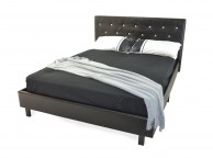 Metal Beds New York Crystal 4ft6 Double Black Faux Leather Bed Frame Thumbnail