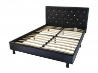 Metal Beds New York Crystal 4ft6 Double Black Faux Leather Bed Frame Thumbnail
