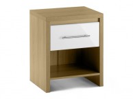 Julian Bowen Stockholm Oak and White 1 Drawer Wooden Bedside Cabinet Thumbnail