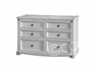 Core Corona Whitewashed Pine 3 + 3  Drawer Wide Chest Thumbnail