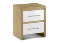Julian Bowen Stockholm Oak and White 2 Drawer Wooden Bedside Cabinet Thumbnail