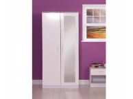 GFW Ottawa 2 Door Wardrobe with Mirror in White and White Gloss Thumbnail