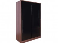 GFW Ottawa Sliding Door Wardrobe in Walnut and Black Gloss Thumbnail