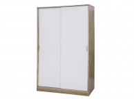 GFW Ottawa Sliding Door Wardrobe in Oak and White Gloss Thumbnail