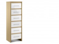 Julian Bowen Stockholm Oak and White 6 Drawer Narrow Wooden Chest Thumbnail