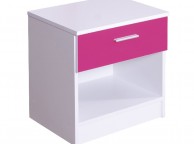 GFW Ottawa 1 Drawer Bedside in White and Pink Gloss Thumbnail