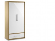 Julian Bowen Stockholm Oak and White 2 Door Combination Wardrobe Thumbnail