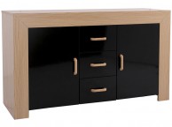 GFW Los Angeles Sideboard in Oak Effect and Black Gloss Thumbnail