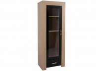 GFW Los Angeles Display Unit with Glass Door in Oak Effect and Black Gloss Thumbnail