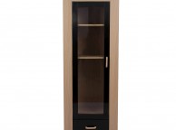GFW Los Angeles Display Unit with Glass Door in Oak Effect and Black Gloss Thumbnail