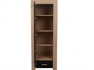 GFW Los Angeles Display Unit with Glass Door in Oak Effect and Black Gloss Thumbnail