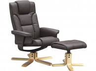 GFW Boston Recliner Chair And Footstool In Brown  Faux Leather Thumbnail