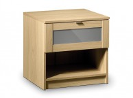 Julian Bowen Strada Light Oak and Smoked Gloss 1 Drawer Bedside Thumbnail