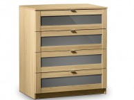 Julian Bowen Strada Light Oak and Smoked Gloss 4 Drawer Chest Thumbnail