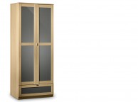 Julian Bowen Strada Light Oak and Smoked Gloss 2 Door Combination Wardrobe Thumbnail