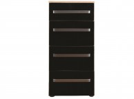 Sweet Dreams Gloss Black 4 Drawer Bedside Thumbnail