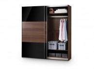 Julian Bowen Bergen Walnut And Black Gloss Sliding Wardrobe Thumbnail