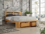 Flintshire Bretton 5ft Kingsize Oak Finish Bed With Drawers Thumbnail