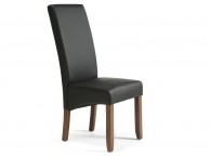 Serene Merton Black Faux Leather Dining Chairs With Walnut Legs (Pair) Thumbnail