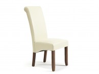 Serene Kingston Cream Faux Leather Dining Chairs With Walnut Legs (Pair) Thumbnail
