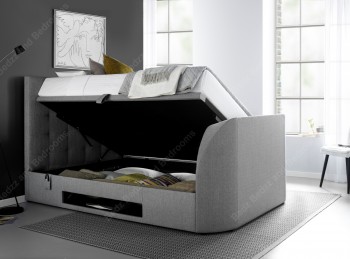Kaydian Barnard 5ft Kingsize Light Grey Fabric Ottoman Tv Bed By Kaydian Barnard 5ft Kingsize Light Grey, Unusual Super King Size Beds