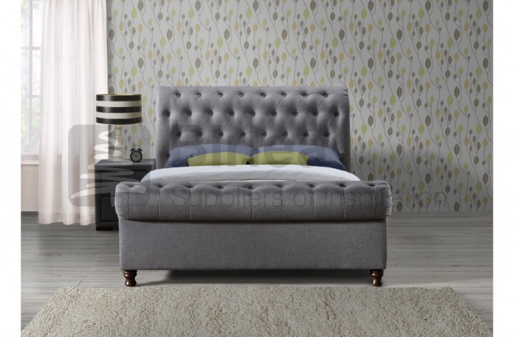 Grey Sleigh Bed Super King Size Castello Steel Fabric Scroll Grey Sleigh Bed Super King Size Birlea Castello Ft Kingsize Fabric Frame