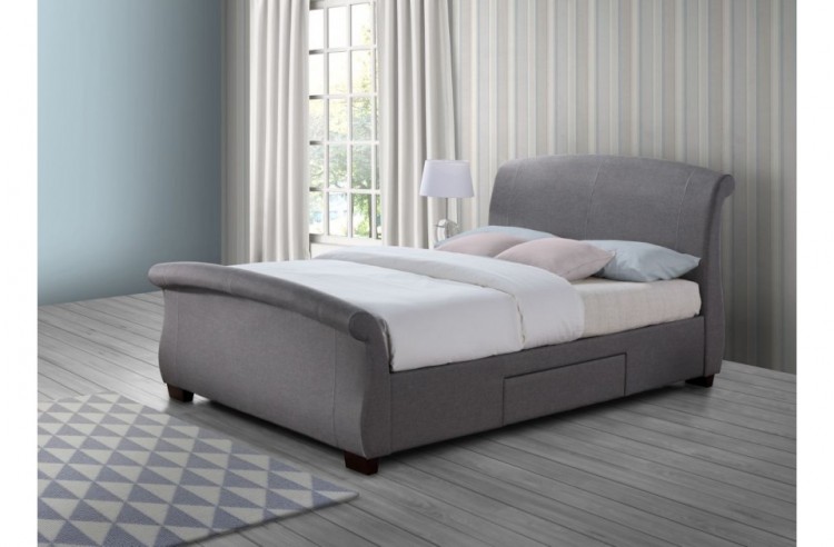 Birlea Barcelona 5ft Kingsize Grey Fabric Bed Frame With 2 Drawers Birlea Barcelona 5ft Kingsize Grey Fabric Bed Frame With 2 Drawers By