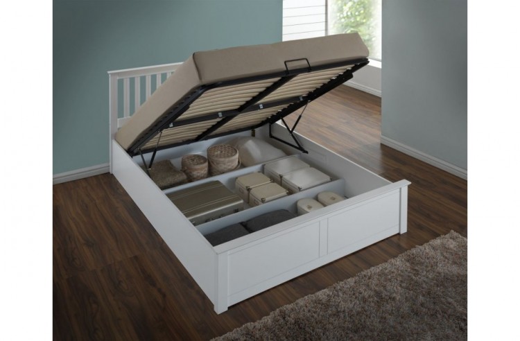 Birlea Phoenix 4ft Small Double White Ottoman Lift Wooden Bed Birlea Phoenix 4ft Small Double White Ottoman Lift Wooden Bed Frame by Birlea - Birlea Phoenix 4ft Small Double White Ottoman Lift Wooden Bed