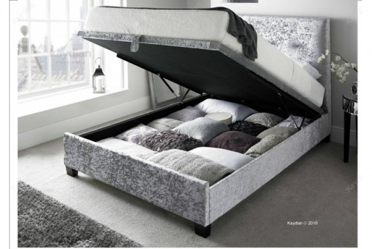 Kaydian Walkworth 6ft Super Kingsize Silver Velvet Fabric Ottoman Kaydian Walkworth 6ft Super Kingsize Silver Velvet Fabric Ottoman Storage Bed by Kaydian - Kaydian Walkworth 6ft Super Kingsize Silver Velvet Fabric Ottoman