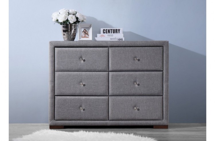 Birlea Sorrento 6 Drawer Dresser In Grey Fabric By Birlea
