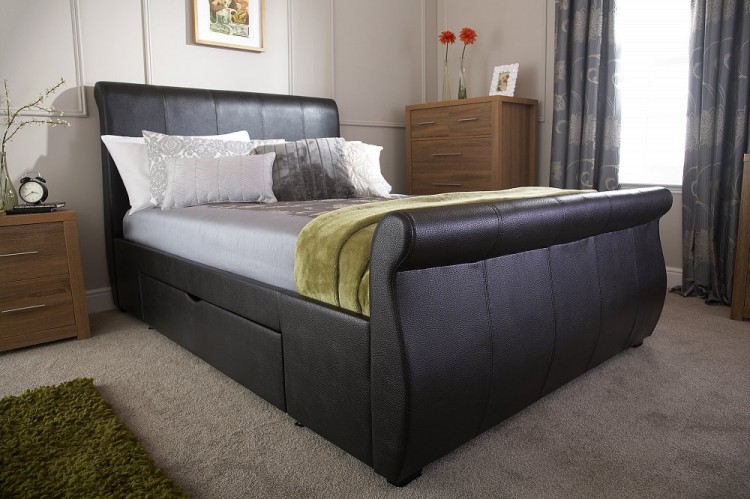 Gfw Alabama 5ft Kingsize Brown Faux Leather Storage Bed Frame By Gfw
